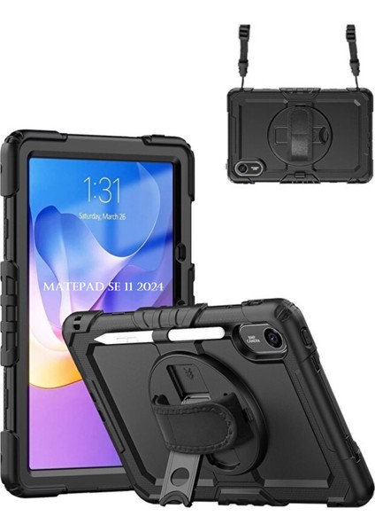 Huawei Matepad Se 11'' Inç 2024 Kılıfı Askılı Standlı Defender Yüksek Koruma Zırh Kapak