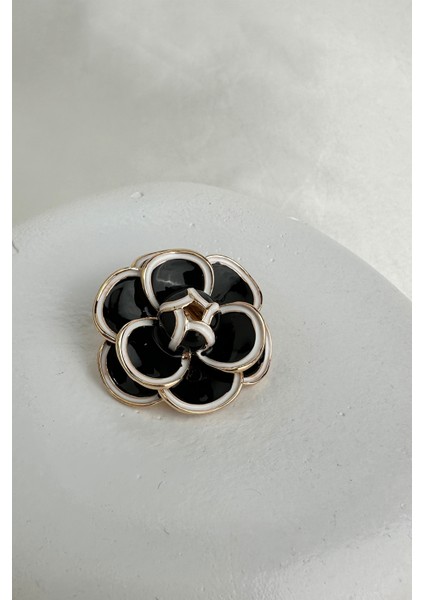 Altın Dokunuşlu Mineli Tasarım Gül Broş (3cm)