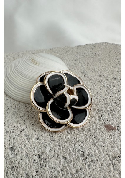 Altın Dokunuşlu Mineli Tasarım Gül Broş (3cm) modelleri