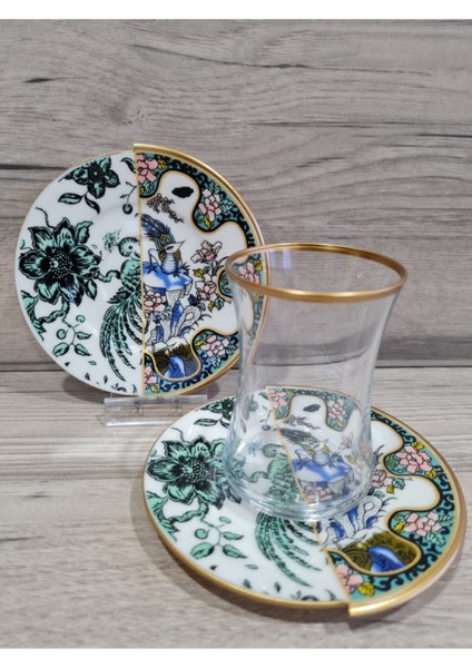 Seremony-6 Kişilik Çift Desenli Çay Seti