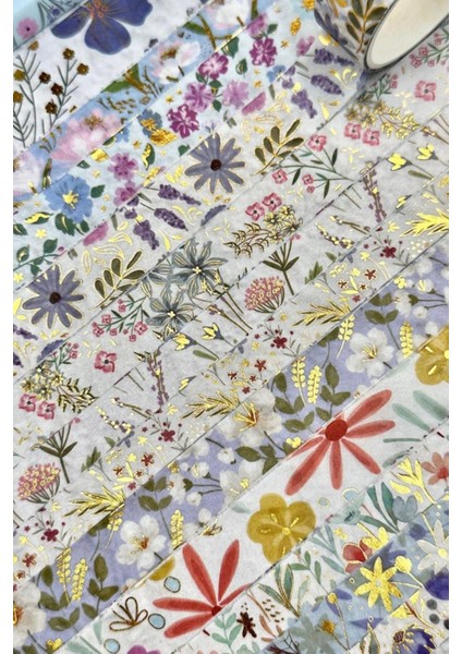 BM-1538 12 Adet Yaldızlı Çiçek Desenli Kağıt Bant modelleri