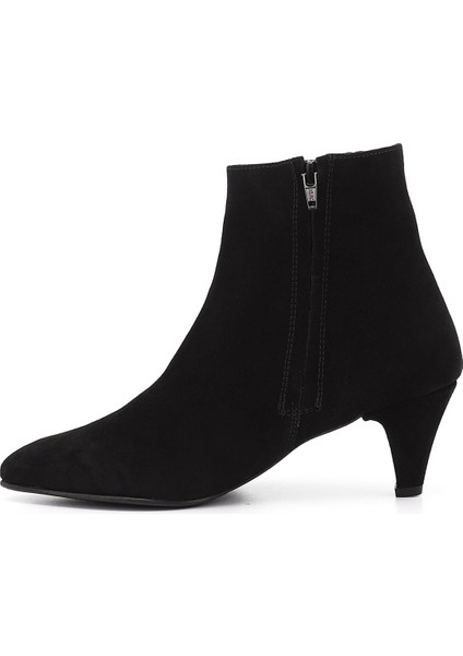 Kadın Siyah Süet Fermuarlı Sivri Burun Hakiki Deri Bot modelleri