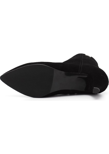 Kadın Siyah Süet Fermuarlı Sivri Burun Hakiki Deri Bot fırsatları