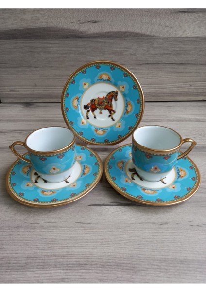 Canga-2 Kişilik Çift Desenli Kahve Fincanı Seti