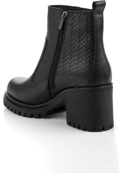 Siyah Siyah Hakiki Deri Kadın Bot & Bootie K02040500303 modelleri