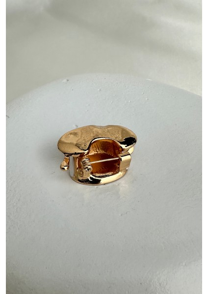 Altın Sarısı Kaşık Detay Mineli Kahve Fincanı Broş (3cm) fiyatları