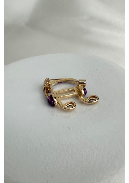 Altın Sarısı Renkli Kulaklık Detay Müzik Notası Broş (2cm) fiyatları