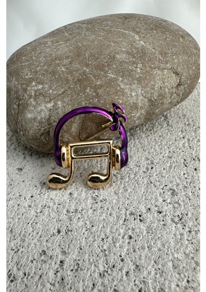 Altın Sarısı Renkli Kulaklık Detay Müzik Notası Broş (2cm) modelleri