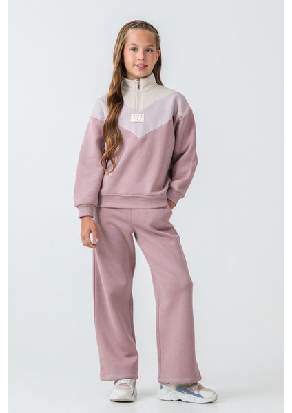 Kız Çocuk Kelebek Detaylı Yarım Fermuarlı 3 Iplik Kalın Kışlık Eşofman Takımı AK4233 fiyatları