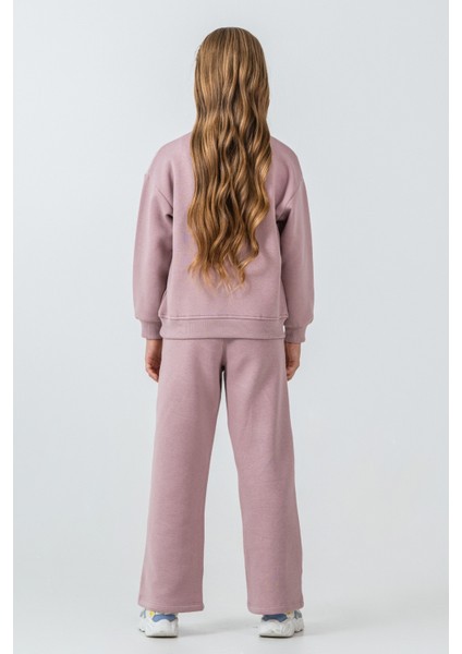 Kız Çocuk Kelebek Detaylı Yarım Fermuarlı 3 Iplik Kalın Kışlık Eşofman Takımı AK4233 indirimleri