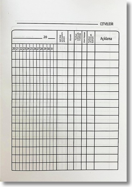 A7 Küçük Boy Puantaj Defteri (PD-224) 12 Adet indirimleri