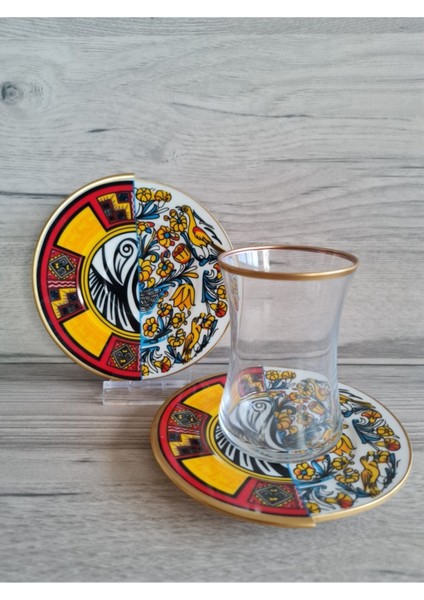 Canga- 6 Kişilik Çift Desenli Çay Seti
