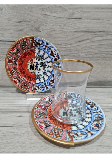 Nora- 6 Kişilik Çift Desenli Çay Seti