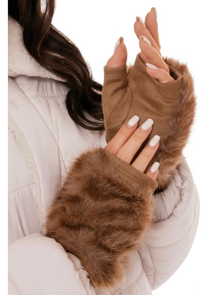 Peluş ve Kürk Detaylı Kadın Eldiven