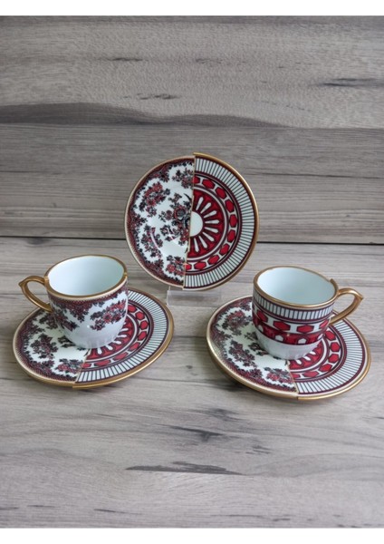 Apollo-2 Kişilik Çift Desenli Kahve Fincanı Seti