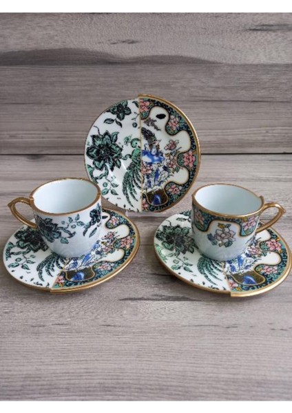Seremony-2 Kişilik Çift Desenli Kahve Fincanı Seti