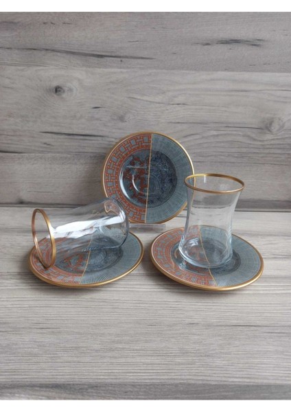 Hermes-6 Kişilik Çift Renkli Çay Seti