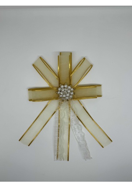 Gelin Bohçası Için Özel Broşlu 2 Adet Gold Bohça Çiçeği