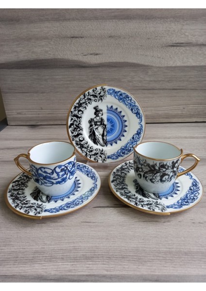 Artemıs-2 Kişilik Çift Desenli Kahve Fincanı Seti