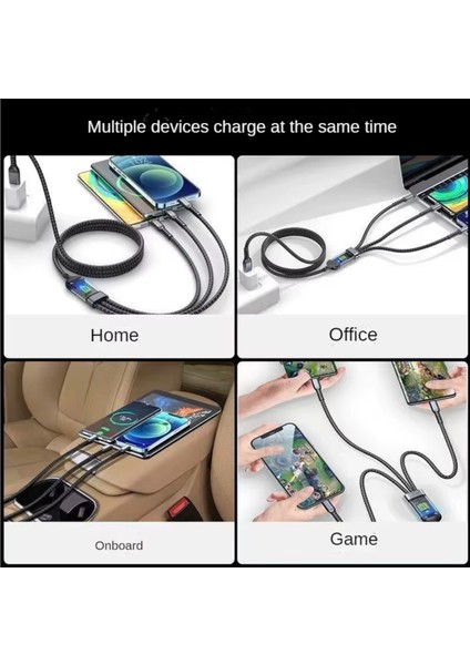 100W Çok Hızlı Kopmaz Spiral 3 Başlıklı Çok Hızlı Şarj Kablosu Telefon Tablet Uyumlu Carplay fiyatları
