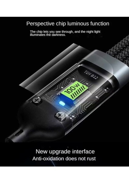 100W Çok Hızlı Kopmaz Spiral 3 Başlıklı Çok Hızlı Şarj Kablosu Telefon Tablet Uyumlu Carplay modelleri