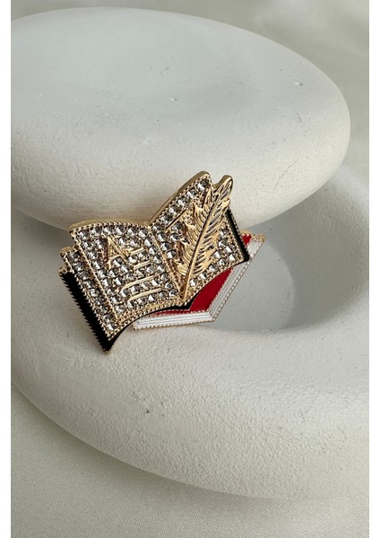 Tüy Kalem Detay Taşlı Renkli Kitap Defter Broş (3cm) fiyatları