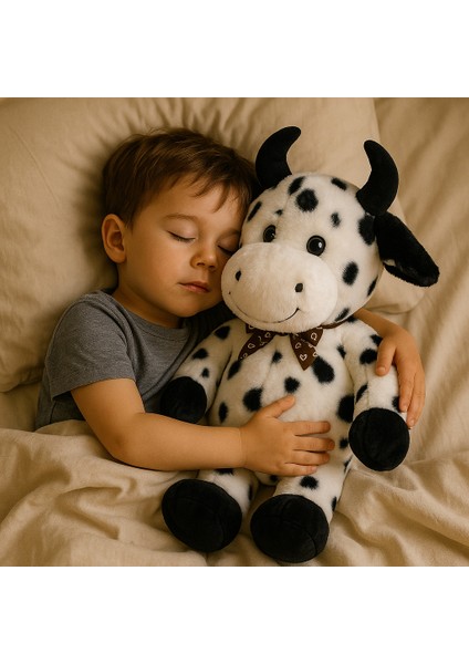 Benekli Boncuk 50 cm Peluş Inek | Çocuklara Hediye Yumuşak Peluş Oyuncak