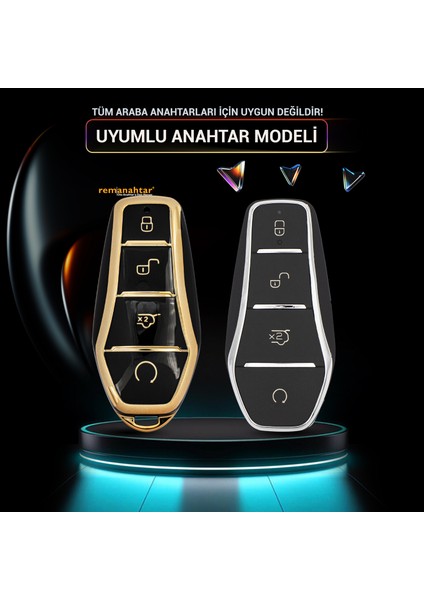 Atto 3 Dolphin Han Seal Tang 4 Buton Smart Nano Anahtar Kılıfı - Siyah fiyatları