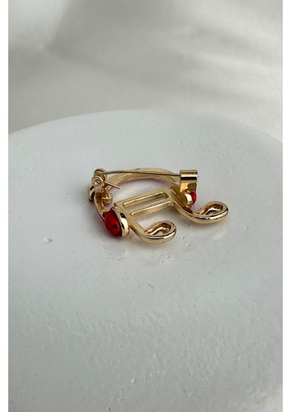 Altın Sarısı Renkli Kulaklık Detay Müzik Notası Broş (2cm) fiyatları