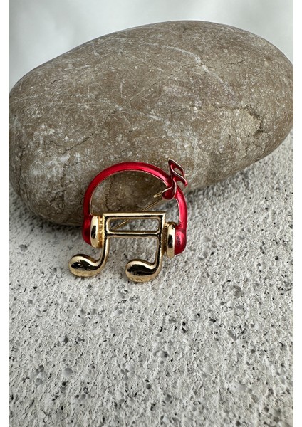 Altın Sarısı Renkli Kulaklık Detay Müzik Notası Broş (2cm) modelleri