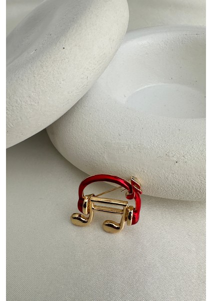 Altın Sarısı Renkli Kulaklık Detay Müzik Notası Broş (2cm) fırsatları