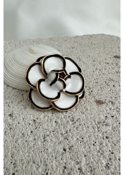 Altın Dokunuşlu Mineli Tasarım Gül Broş (3cm) modelleri