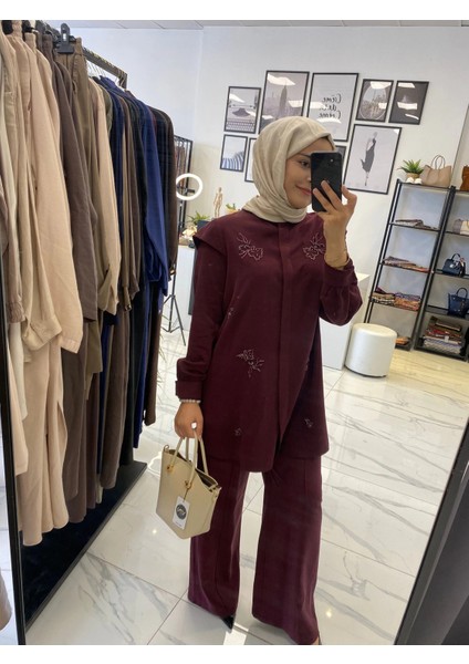 Nuss Çiçek Taşlı Ikili Takım