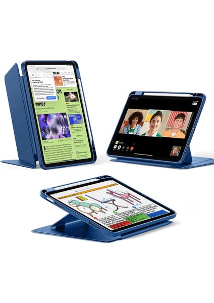 Apple iPad 11. Nesil A16 11 Inc (2025) Flip Hybrid Magnetic Kalem Bölmeli Manyetik Kılıf A2354 A3355