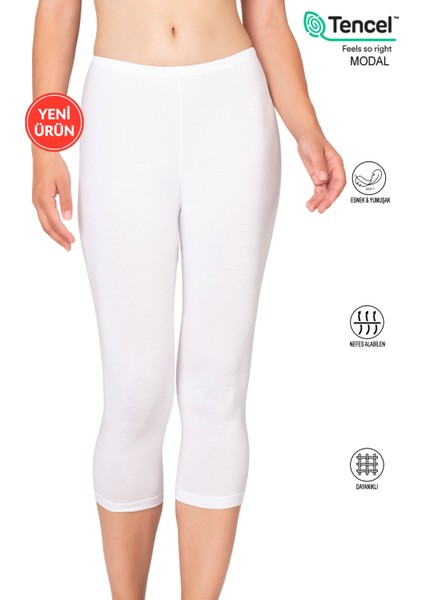 Özkan 27778 Kadın Premium Kumaş Modal Pamuklu Diz Altı Düz Kapri Tayt Esnek Rahat Yumuşak