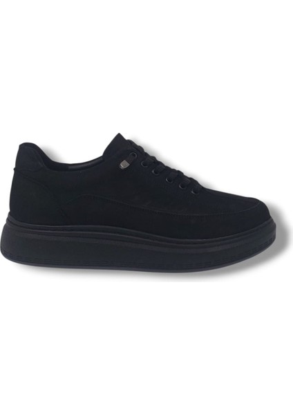 Modesa 265 Erkek Siyah Crazy Deri Lastik Bağcıklı Poli Taban ( Hafif ) Ayakkabı