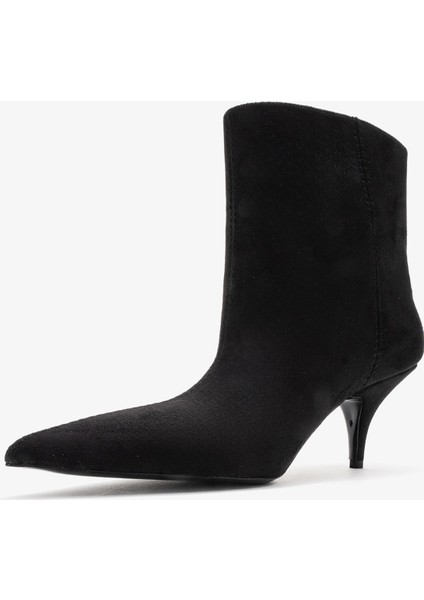 Nuvıa Siyah Süet Sivri Burunlu Kadın Topuklu Bot fırsatları
