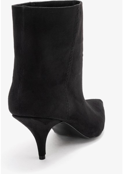 Nuvıa Siyah Süet Sivri Burunlu Kadın Topuklu Bot indirimleri