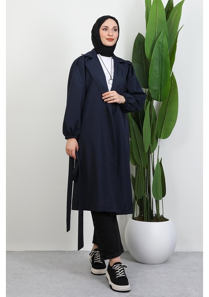 Selin Balon Kol Trenç Lacivert