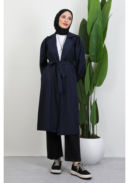 Selin Balon Kol Trenç Lacivert modelleri