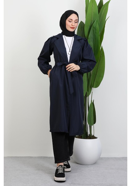 Selin Balon Kol Trenç Lacivert fırsatları