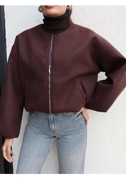 Fermuarlı Kaşe Bomber Ceket modelleri