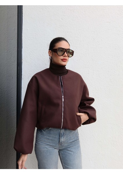 Fermuarlı Kaşe Bomber Ceket fırsatları