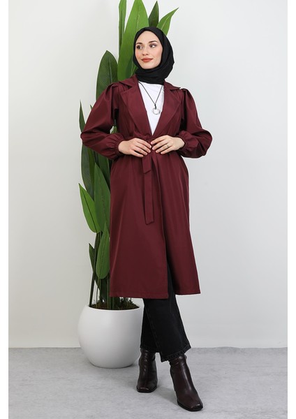 Selin Balon Kol Trenç Bordo modelleri