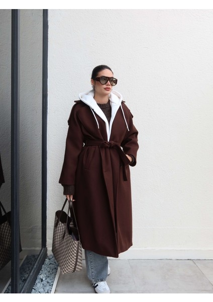 Düğme Kapüşon Kuşaklı Kaban fırsatları