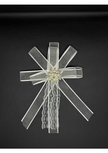 Gelin Bohçası Için Özel Broşlu 1 Adet Beyaz Bohça Çiçeği