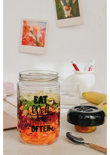 Vega Sos Hazneli 660 ml Cam Salata Kavanozu 192011 Siyah fırsatları