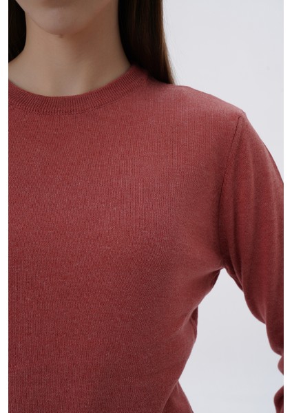 Kadın %100 Organik Pamuk Bisiklet Yaka Triko Kazak TRIST-6101