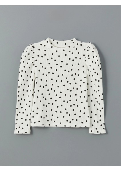 Lcw Kids Ekru Dik Yaka Kız Çocuk Tişört