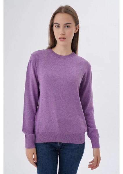 Kadın %100 Organik Pamuk Bisiklet Yaka Triko Kazak TRIST-6101